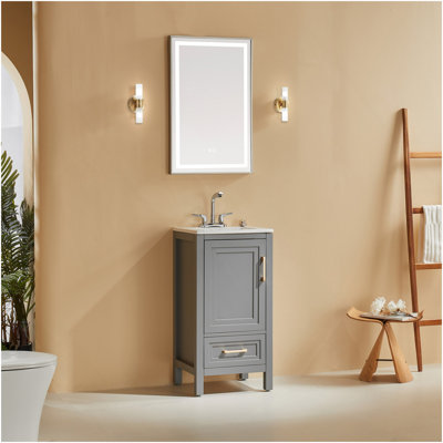 Meuble-lavabo simple autoportant de 18 po avec plateau entièrement assemblé