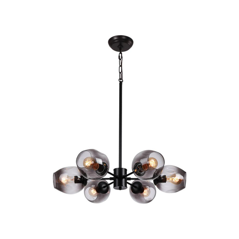 Lustre cylindrique 6 lumières lanterne Allenford, Argent