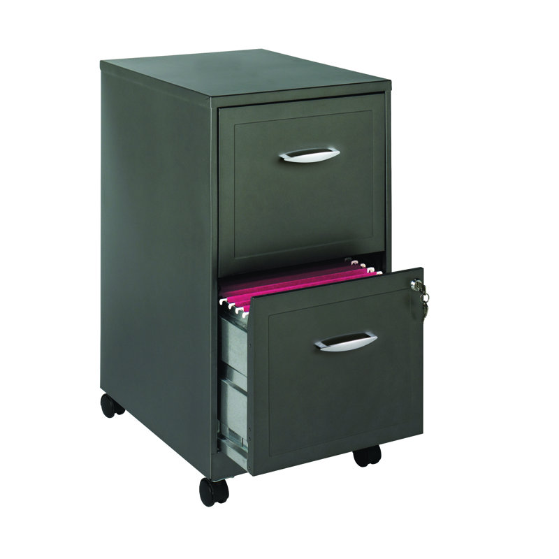 14.25'' Wide 2 -Drawer Mobile Steel File Cabinet