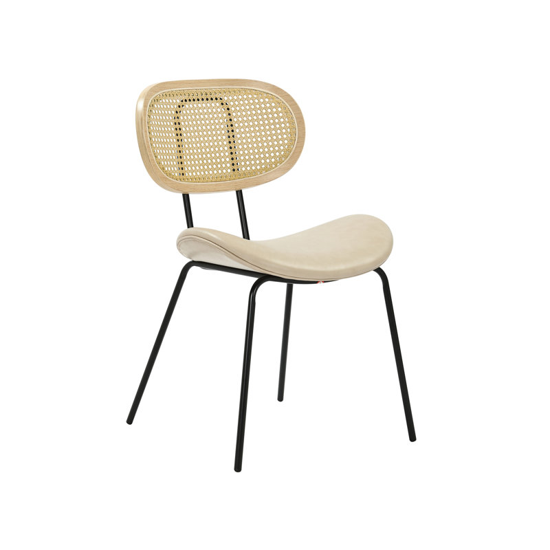 46cm H Polyurethane Upholstered Metal Round Back Parsons Chair in LATTE