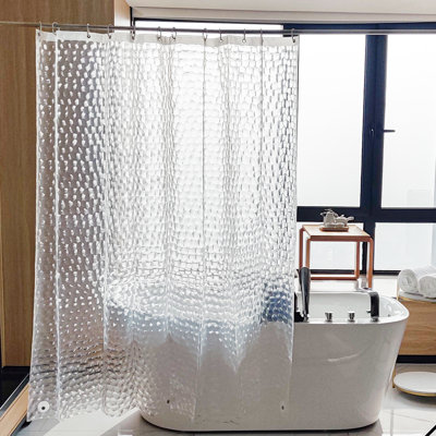 Eva EVA Clear Shower Curtain with Water Cube, 3 Magnets