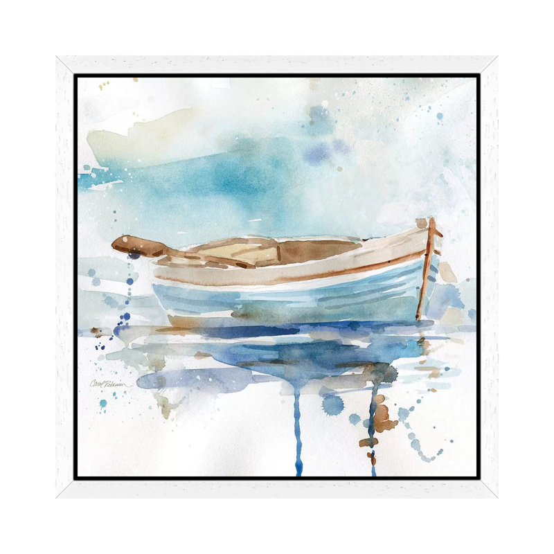 Malibu Marina I by Carol Robinson - Painting on Canvas, 45.72 cm H x 45.72 cm W, White Floater Framed