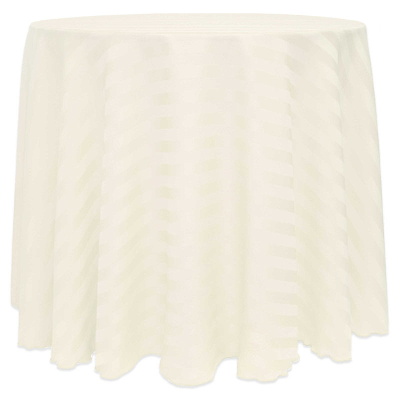 Ultimate Textile Satin Stripe Rectangular Tablecloth, Ivory, 1, 120" x 120"