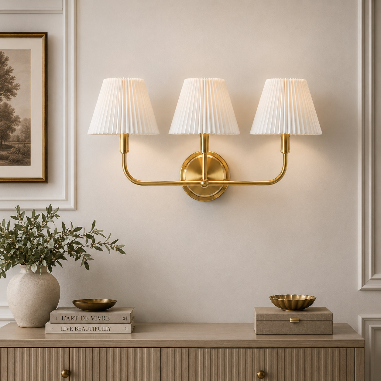 Tiburon Single Light Dimmable Sconce, 10.75" H X 24" W X 8.25" D, Polished Brass, 3