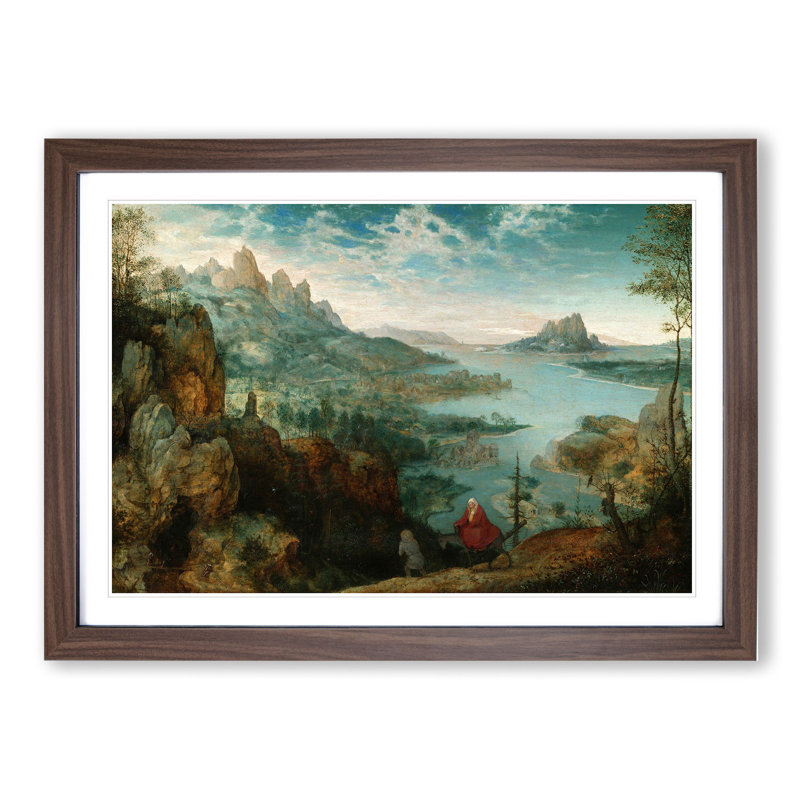 Flight to Egypt by Pieter Bruegel the Elder - Picture Frame Painting, Walnut Framed, 27cm H x 36cm W x 2cm D
