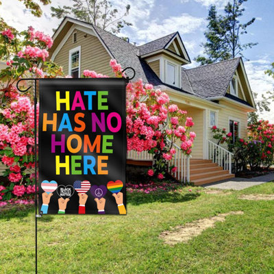  Double Sided Premium Garden Flag, Hate Has No Home Here Decorative Garden Flags for Home Decor Yard Flags - 18 x 12.5 Inch