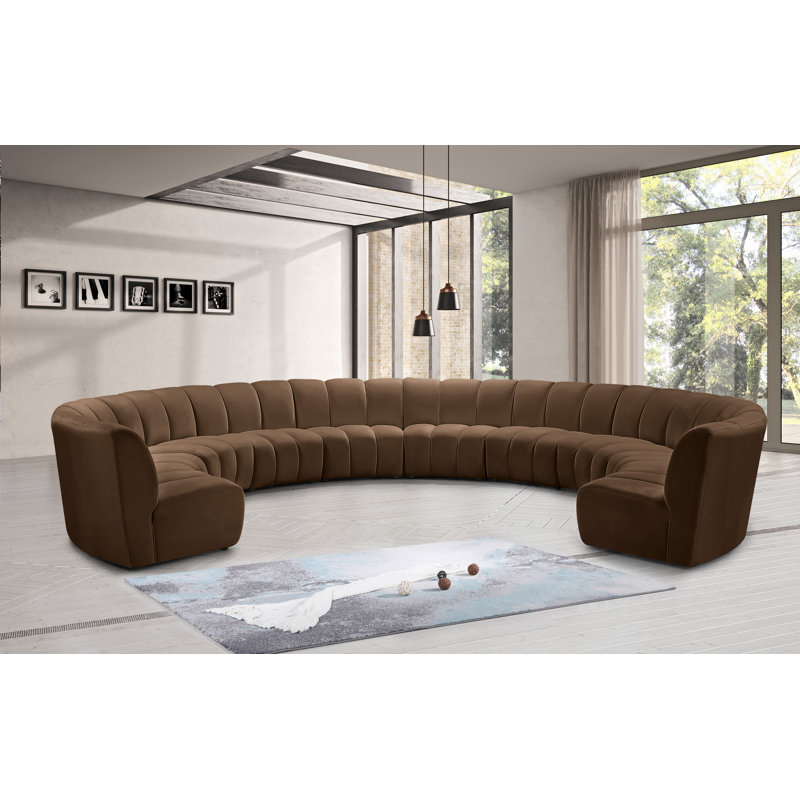 Canapé modulaire en velours Infinity, Velours brun, 10 pièces