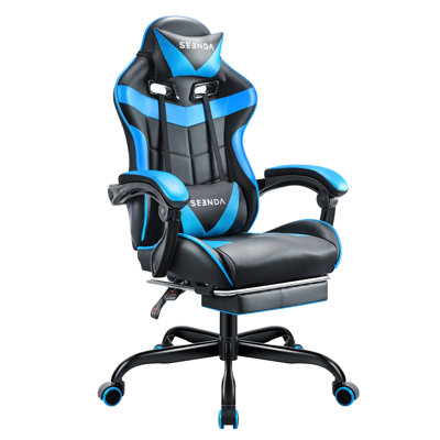 Adjustable Reclining Ergonomic Faux Leather Swiveling Pc & Racing Game Chair With Footrest