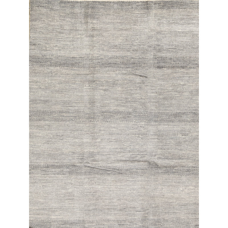 Wool Striped Area Rug in Light Gray