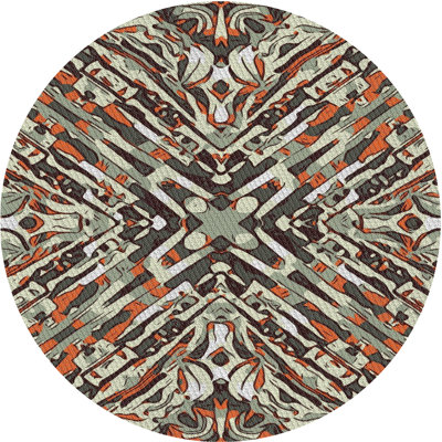 Tapis orange/vert/gris à tissage électrique