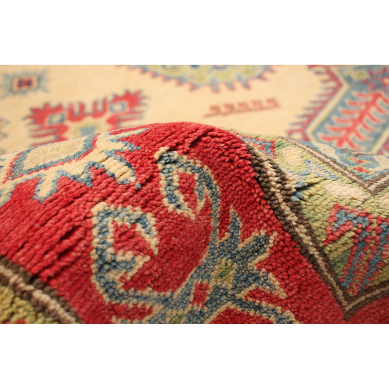 Tapis de zone en laine rouge/beige/brun 6 pi 8 po x 9 pi 9 po à la main-of-a-kind noué la 2010 Brosh