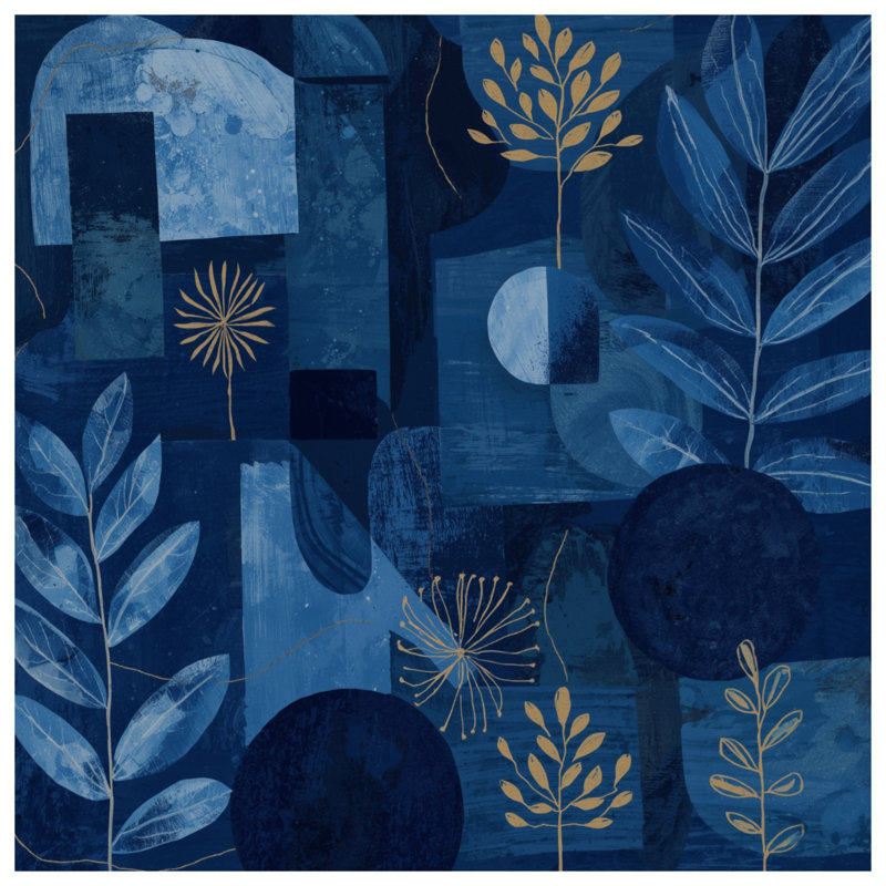 Blue Botanical Abstract Comforter, Twin Extra Long