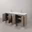Hugo 72 In. Double Sink Carrara White Marble Countertop Vanity In Grey Oak With Gooseneck Faucets-53302461