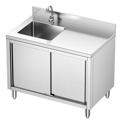 47" Freestanding Single Bowl Cabinet Utiltty Siink Sink,stainless Steel, Modern Deslgn, For Kirtchen, Bathroom,workshop, Garage, Laundry Room, Easy Assembly