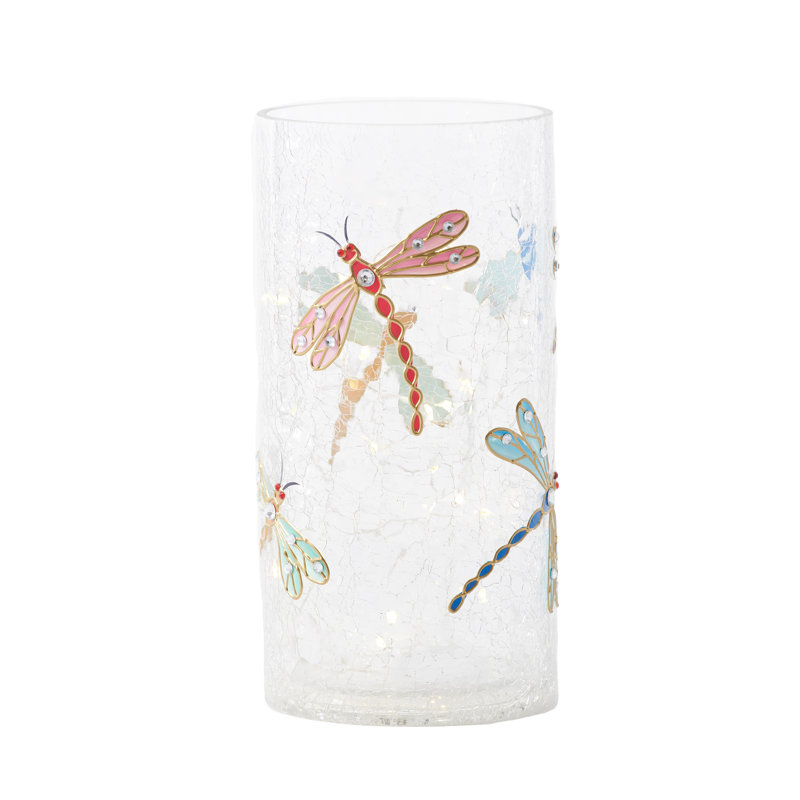 7.8"H Dancing Dragonflies Vase Lightng