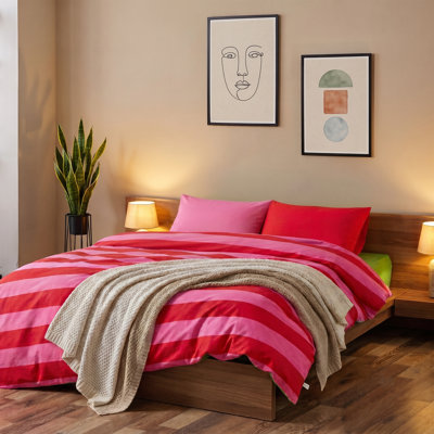 Cherie Striped 100% Cotton Duvet Cover Set