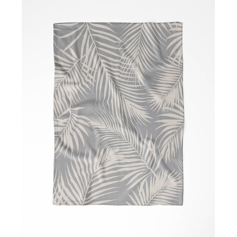 Couverture en velours de coton Waving Palms, L 60 po x l 50 po, Gris