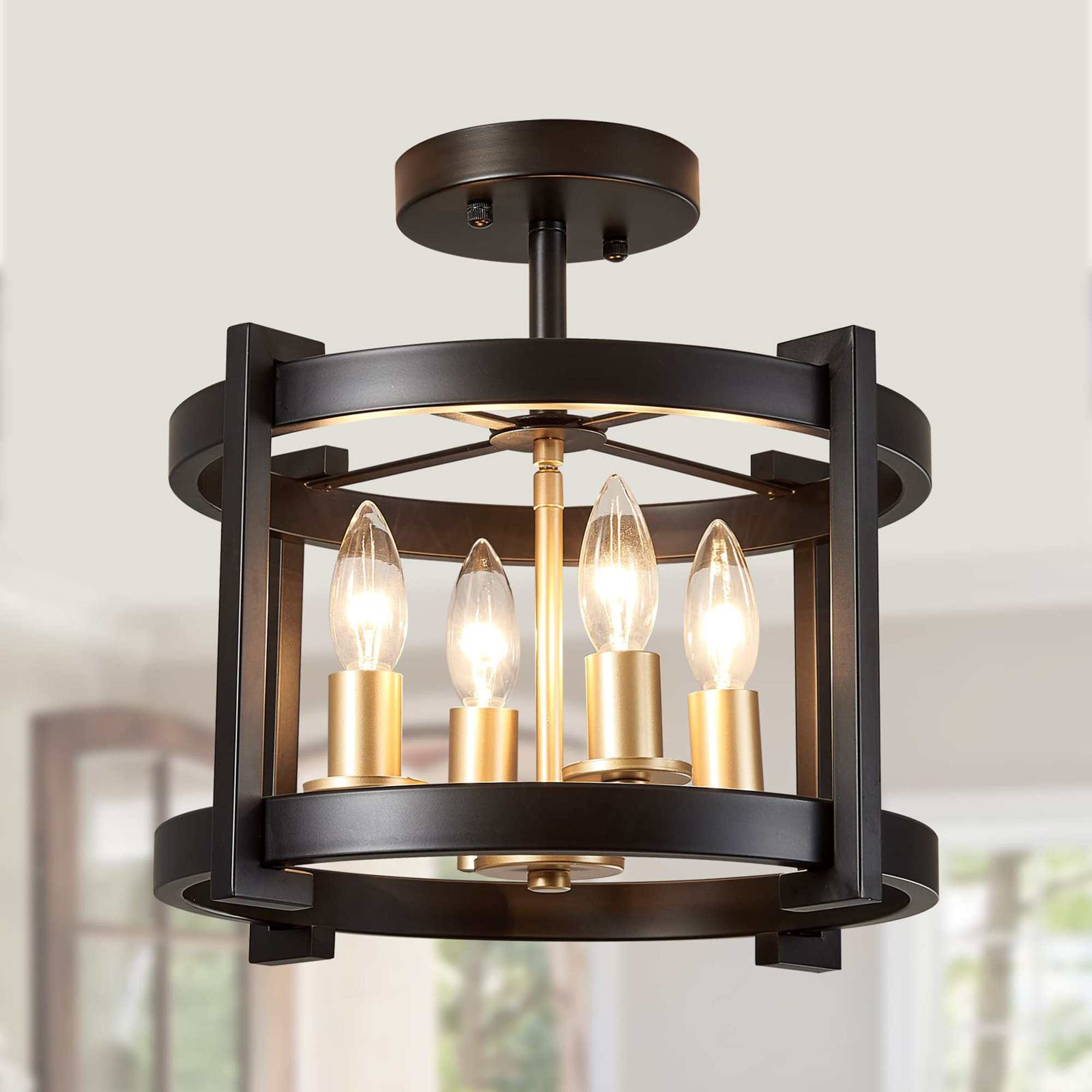 Gracie Oaks 4-Lights Retro Semi Flush Mount Ceiling Light Fixtures ...