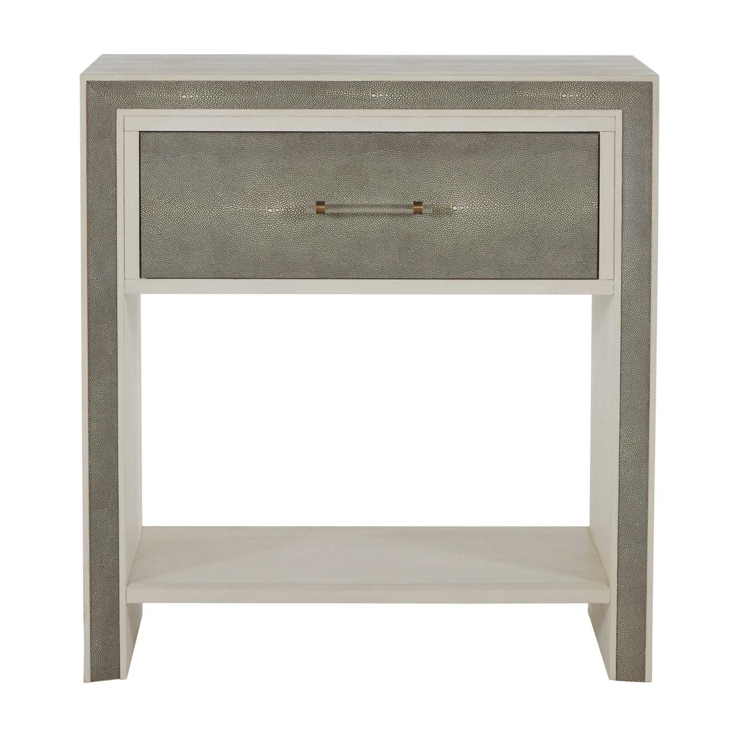 Gabby Alford Drawer Solid Wood Nightstand In White Cerused Oak Gray