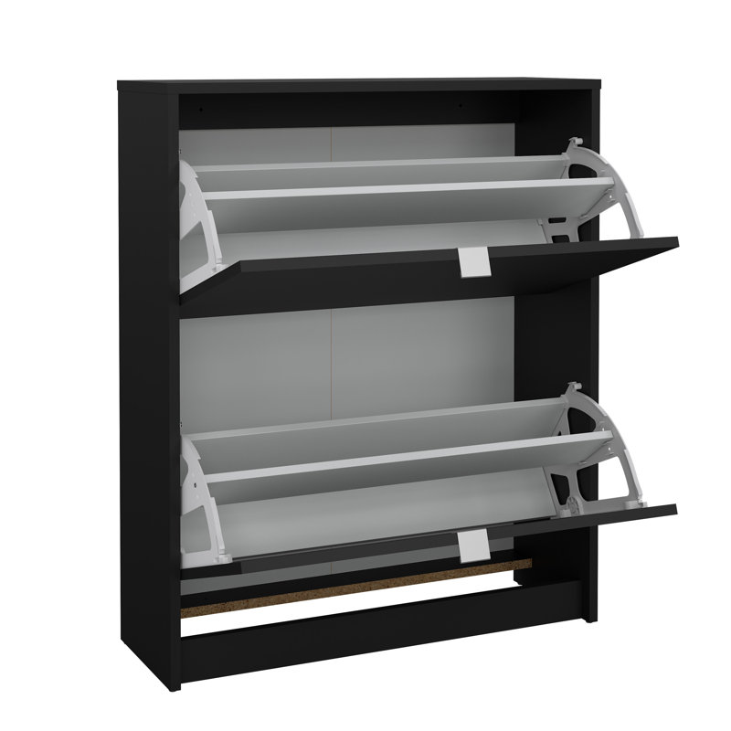 Domini 12 Pair Flip Down Shoe Storage, Matte Black