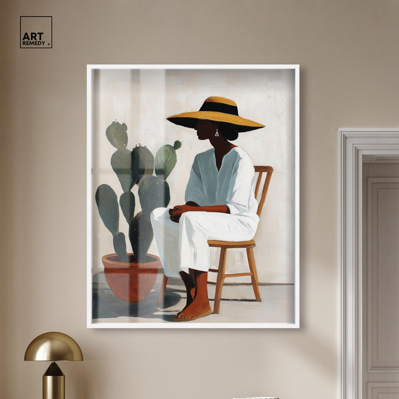 «Cactus Keeper I Shadowbox Print», art côtier moderne par Art Remedy, cadre noir, 30 x 36, H 37 po x l 31 po, Cadre noir