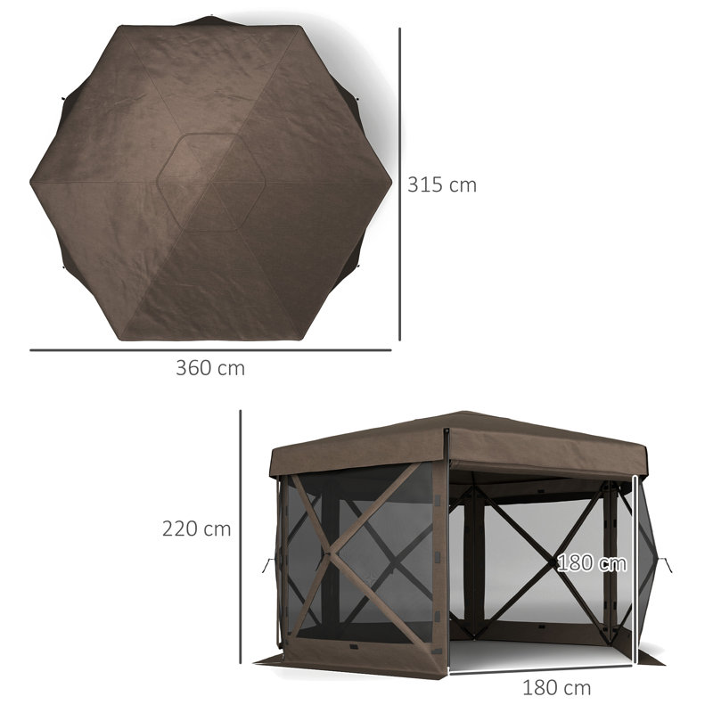 Pop Up 26 Ft. W x 26 Ft. D Fibreglass Soft-top Canopy, Brown