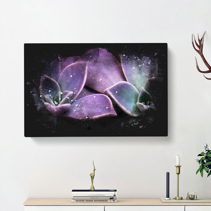 Lilac & Green Succulent Plant - Wrapped Canvas Graphic Art Print, 50cm H x 76cm W x 3cm D