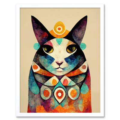 Boho Abstract Modern Shaman Guru Cat - Painting