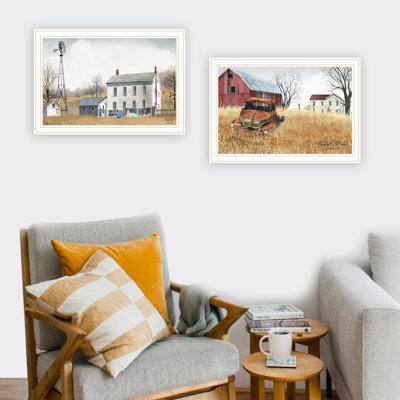 Art mural moderne pour la chambre à coucher: 2 jours de lavage et le vieux camion de grand-père. Bois et papier multicolores. 1,02 po Largeur de la décoration de la maison: paquet de 23
