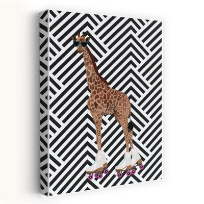 Retro Skater Giraffe Retro Wall Art Print