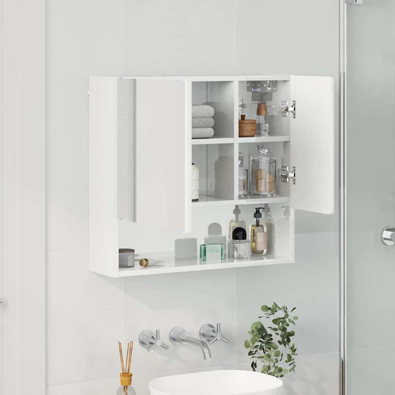 Frame Mounted Bathroom Cabinet, High Gloss White