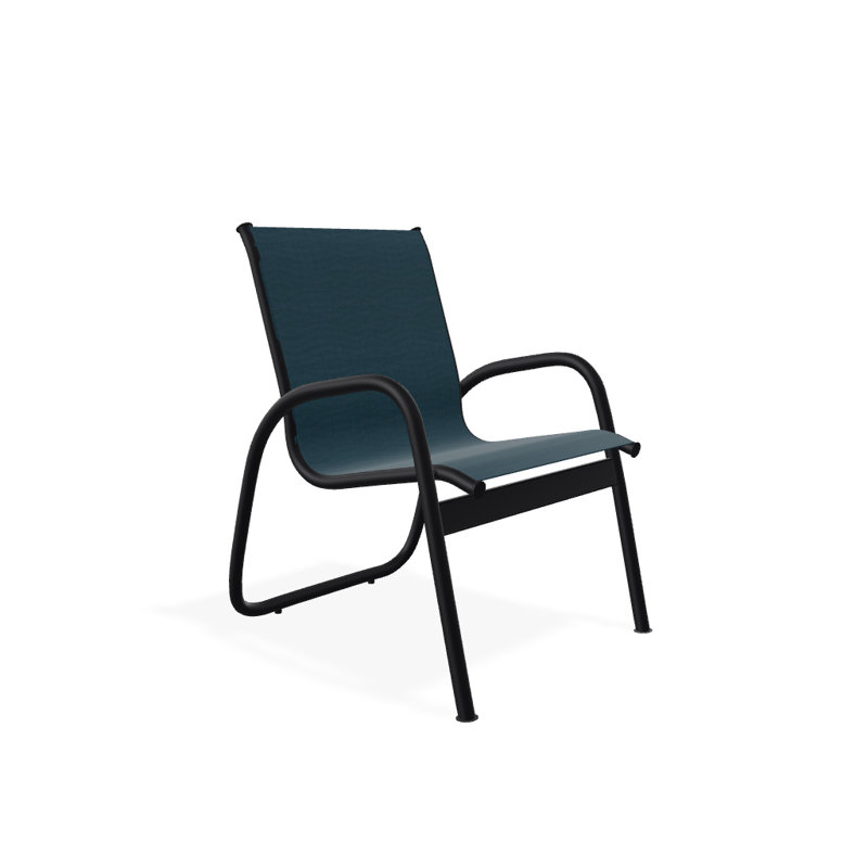 Fauteuil de patio Gardenella, Noir texturé, Sunbrella® bleu sarcelle