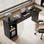 Canapé et console modernes en MDF peu encombrant de style bois noir avec rangement à 2 niveaux