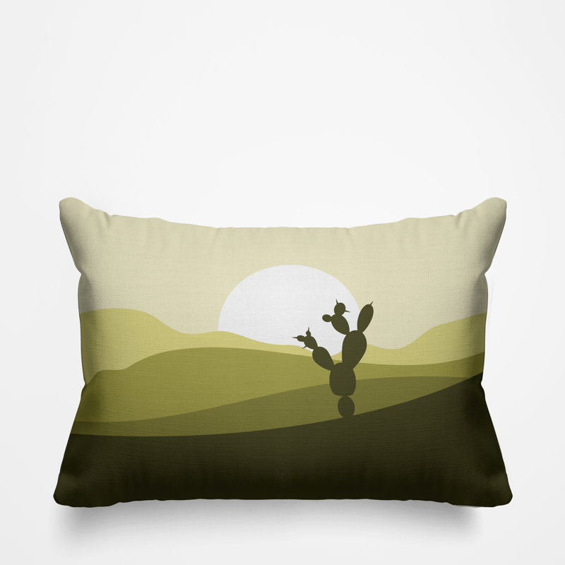 Coussin décoratif intérieur / extérieur Minimalist Desert, Vert