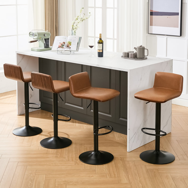 Tabouret de bar pivotant à hauteur réglable Modern, Brun, 4