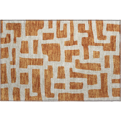 Premium Machine Washable Prisco Terracotta Rug