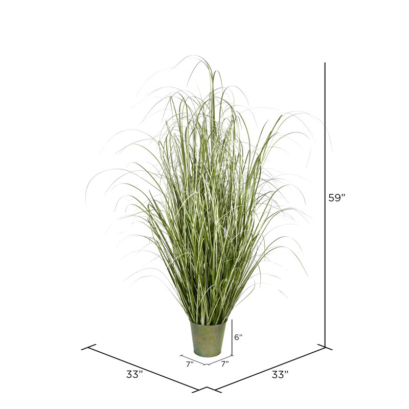 Herbe verte artificielle en pot., H 59 po x l 33 po x P 33 po