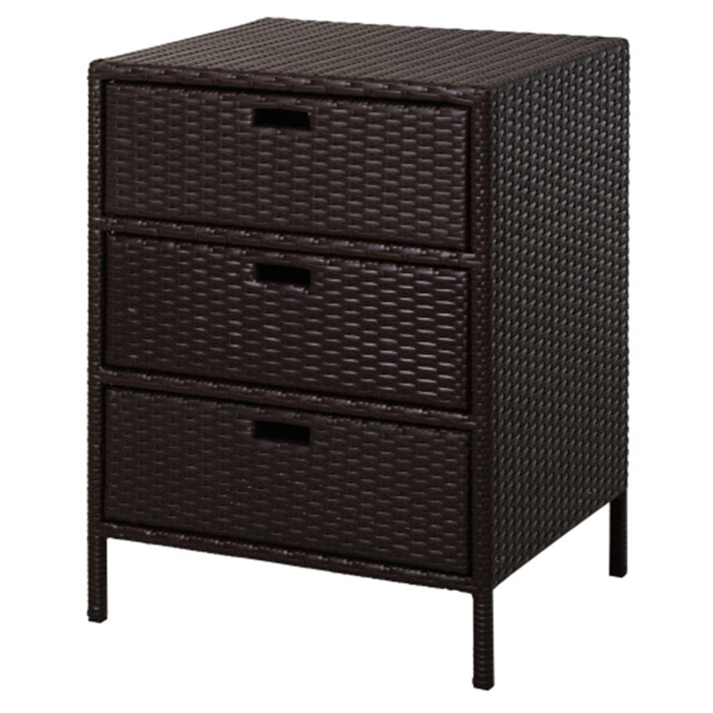 Armoire à serviettes brune en rotin PE avec 3 tiroirs