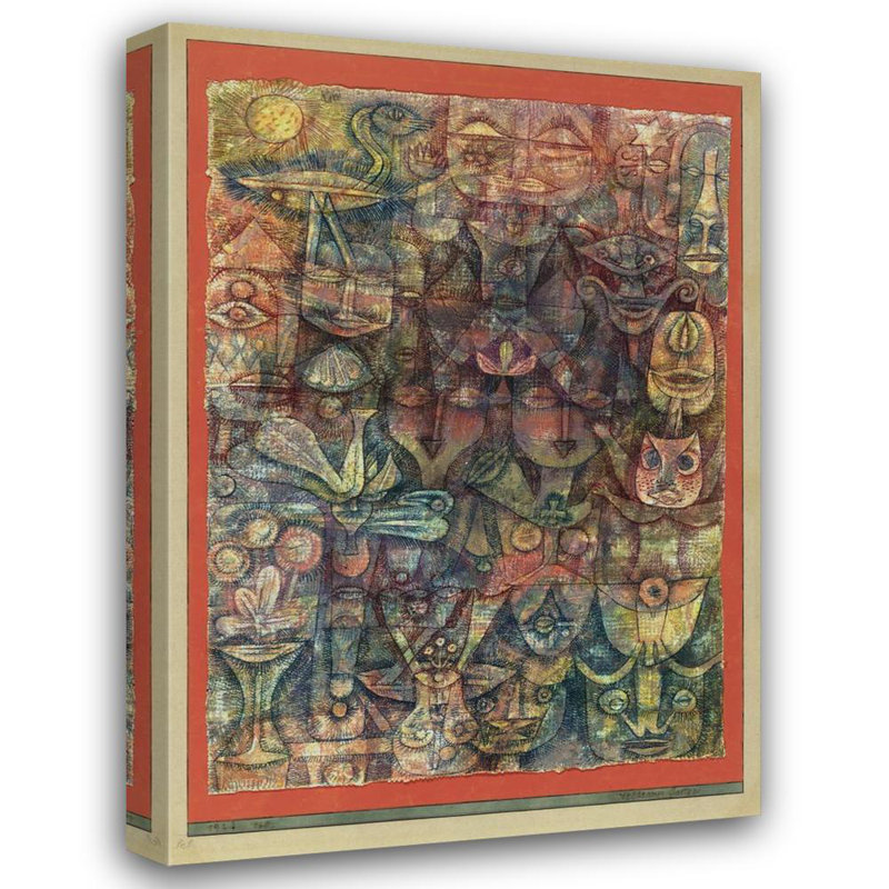 "Strange Garden" par Paul Klee - Art mural sur toile tendue avec châssis, H 24 po x l 17 po
