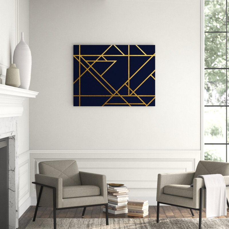 Gold Navy And Lines II Print by Guseul Park, Gild Gold, 36" H x 48" W