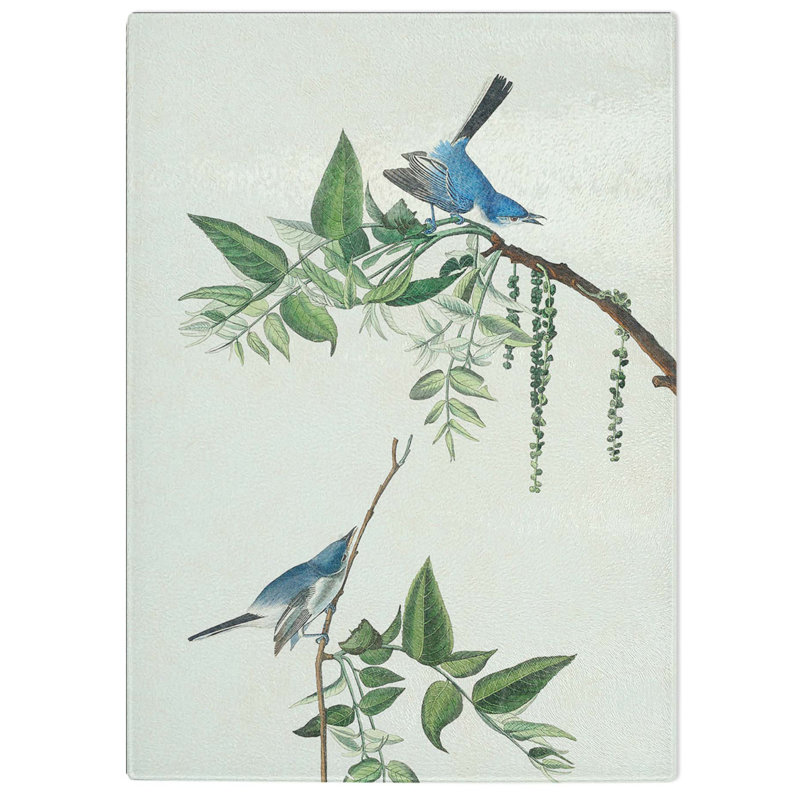 Tempered Glass Flycatcher Birds Chopping Board, 28.5 cm W x 39 cm L