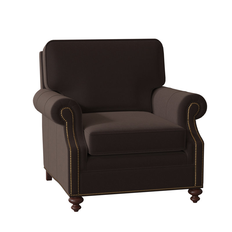 West Haven Club Chair, French Natural, Cobblestone, Aline Light Gray Stonewash Genuine Leather