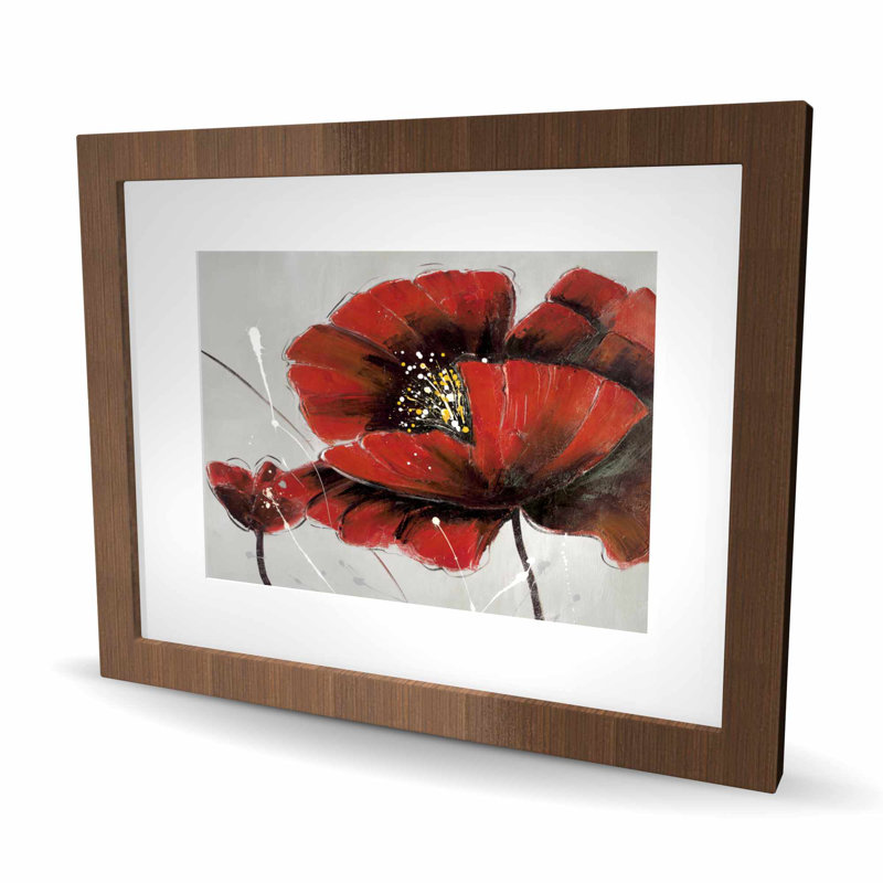 Red Poppy Flowers - reproduction encadrée pour la décoration intérieure, H 16 po x l 20 po