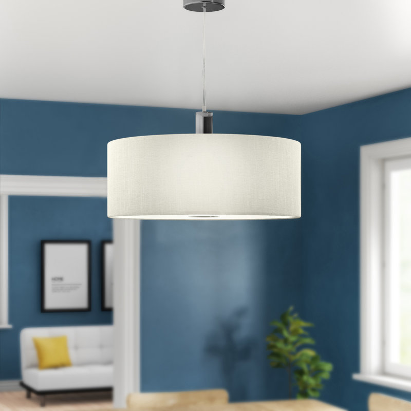Desiree 22cm H Faux Silk Drum Pendant Shade ( Screw On ), White