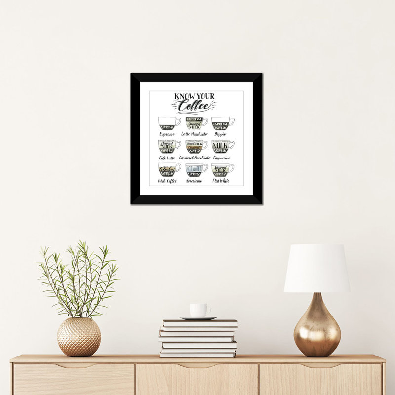 Coffee Coffee Grace Popp - Estampe numérique sur toile tendue avec châssis, H 16 po x l 16 po x P 1 po, Blanc