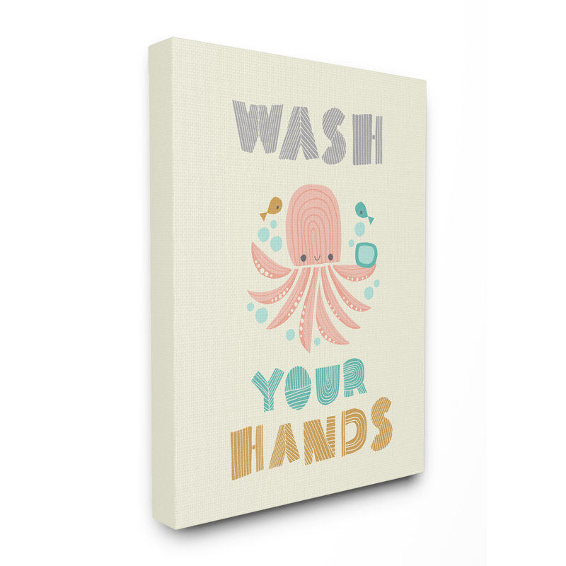 Art de pieuvre Gupton Wash Your Hands, Toile tendue, H 20 po x l 16 po x P 1,5 po
