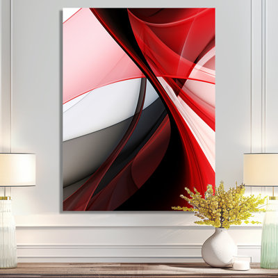 Art mural abstrait vagues rouges