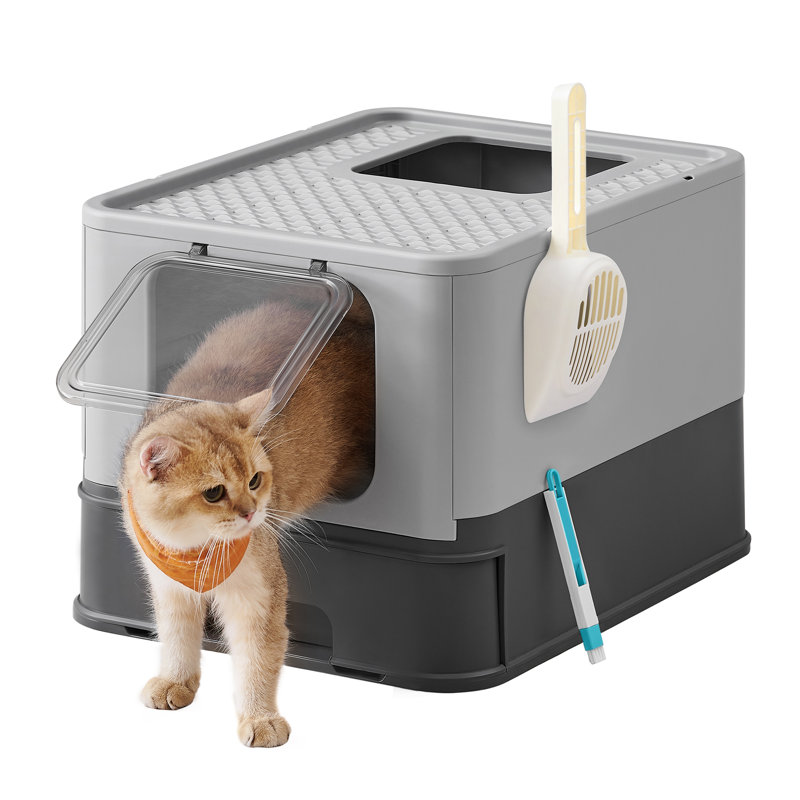 Polypropylene Litter Box with Scoop, Black
