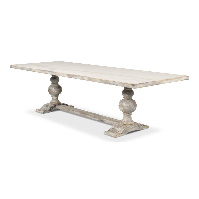 Table de salle à manger 108 po, Calacatta, Chêne gris