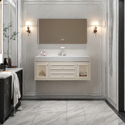 French cream style smart bathroom cabinet
